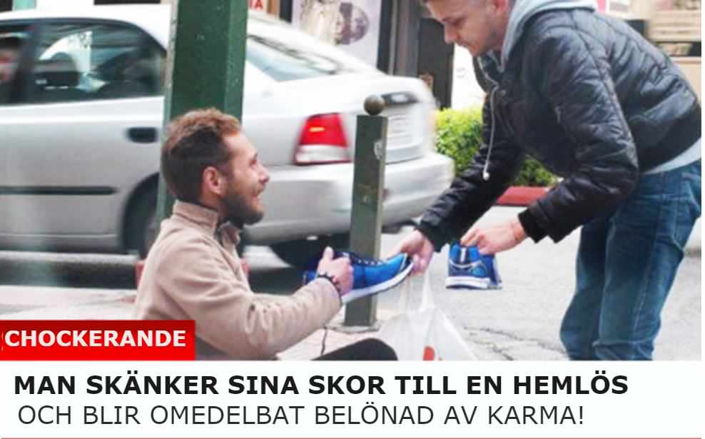 SPECIALRAPPORT: Man skänker sina skor till en hemlös och blir omedelbart belönad av karma!
